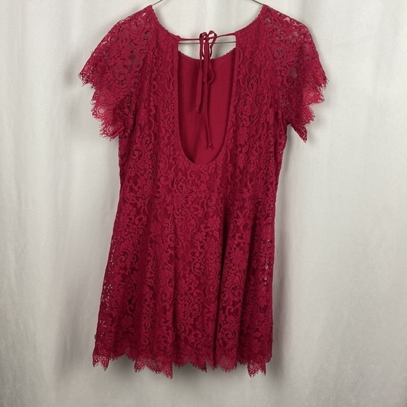 Free People Stardust Lace Mini Dress - Deep Red - Size XS - Picture 12 of 13